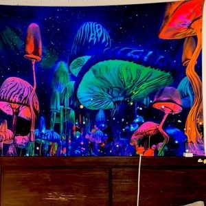 I am selling this neon mushroom tapestry